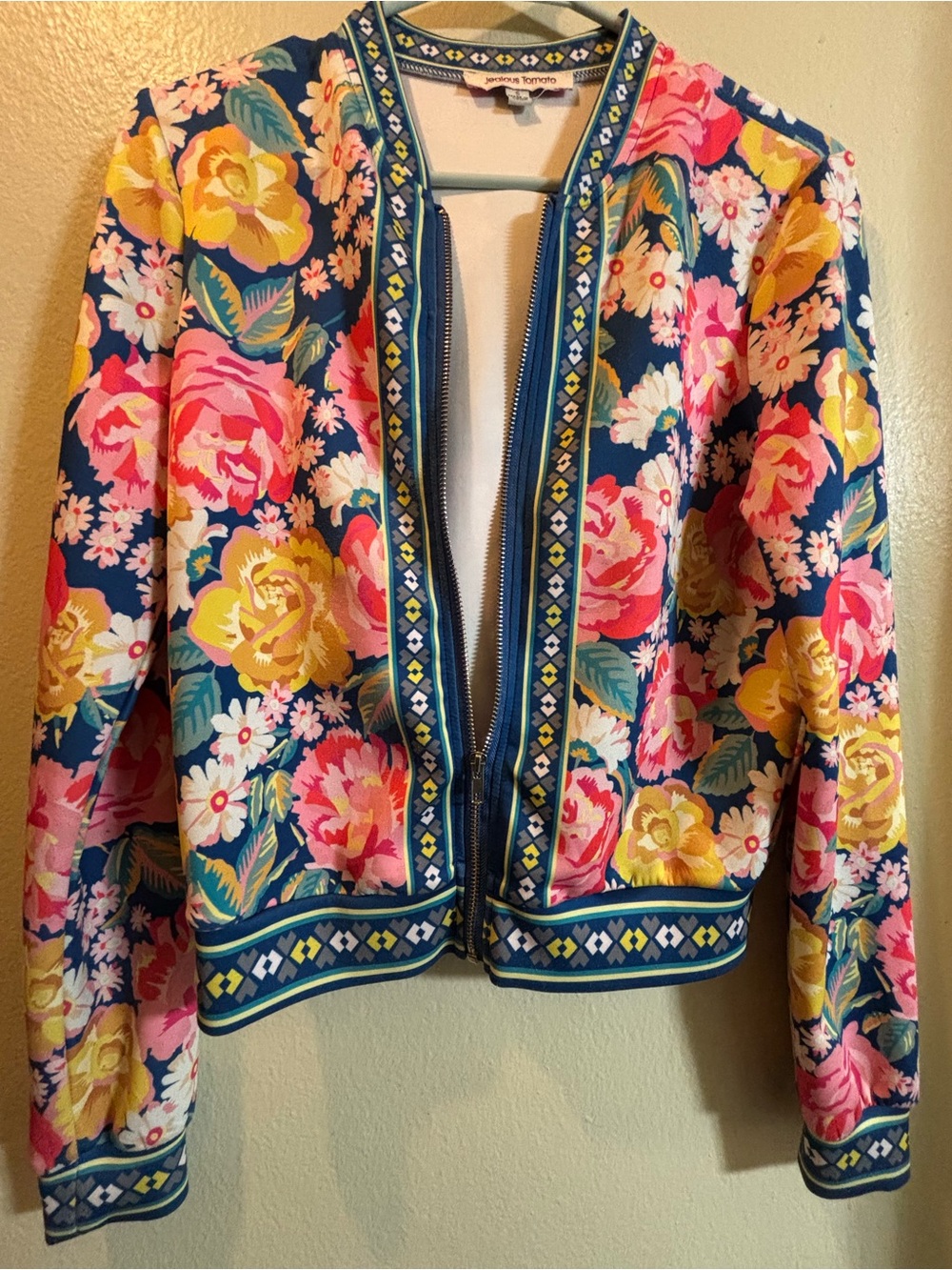 Jealous Tomato Floral Zip-Front Bomber Jacket - Picture 3 of 4
